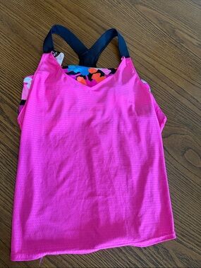 ZeroXposur Pink Tankini Top with Black Straps